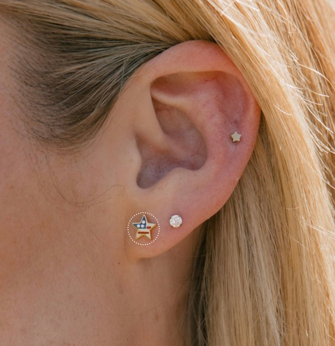 Stars and Stripes Flat back Stud