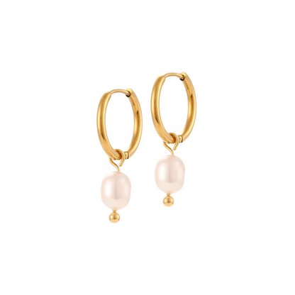 Pearl Charm Hoops