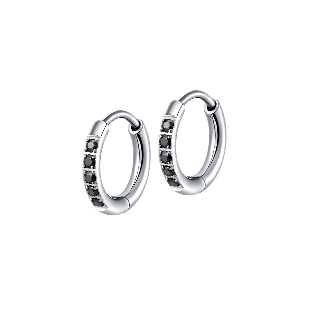 Onyx Dress Me Up Hoops in Titanium, Silver / 8mm
