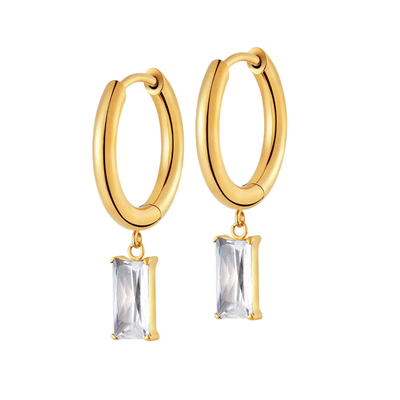 Baguette Charm Hoops