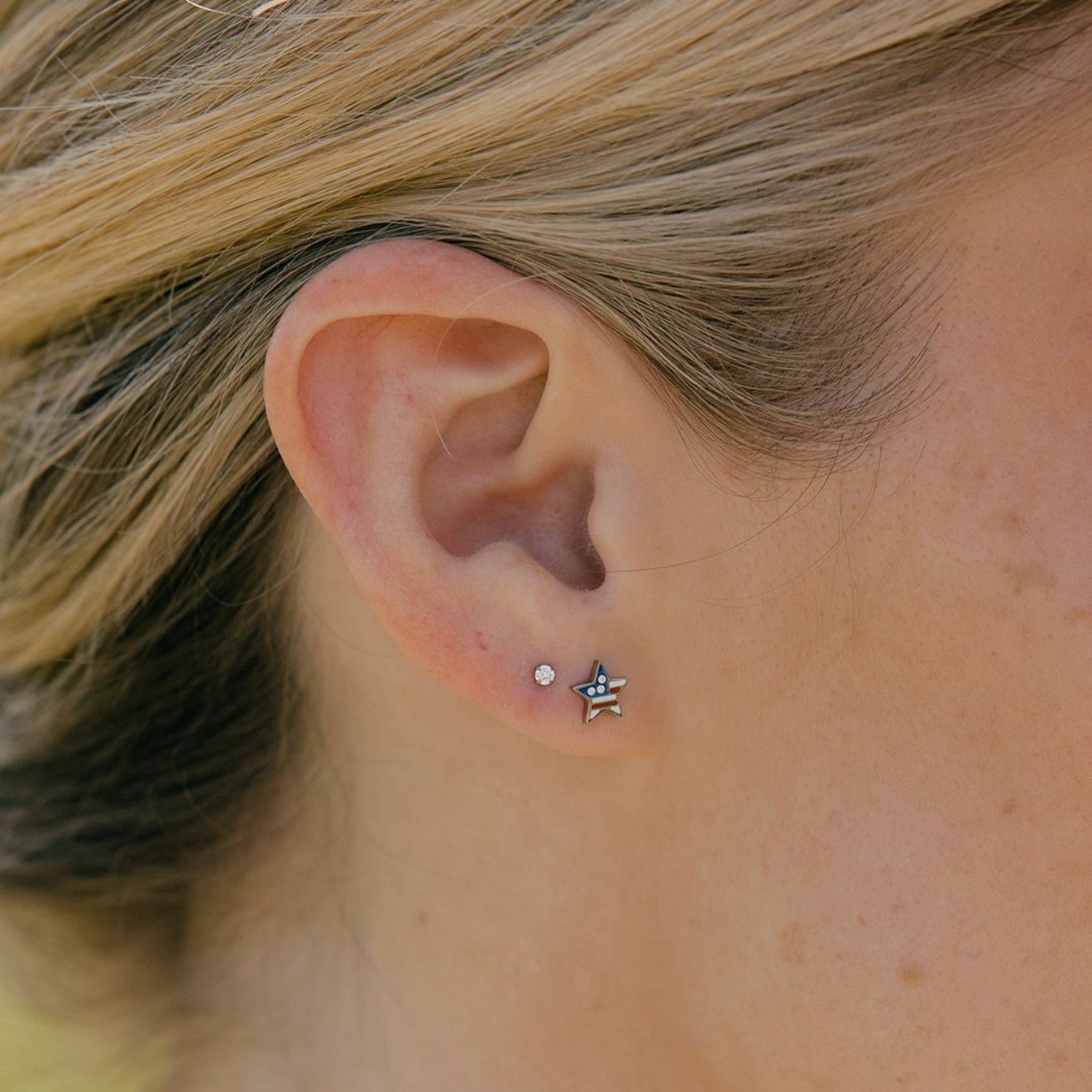 Stars and Stripes Flat back Stud