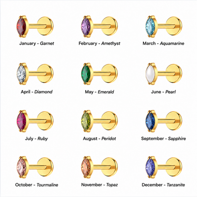 Marquise Birthstone Flat Back Stud