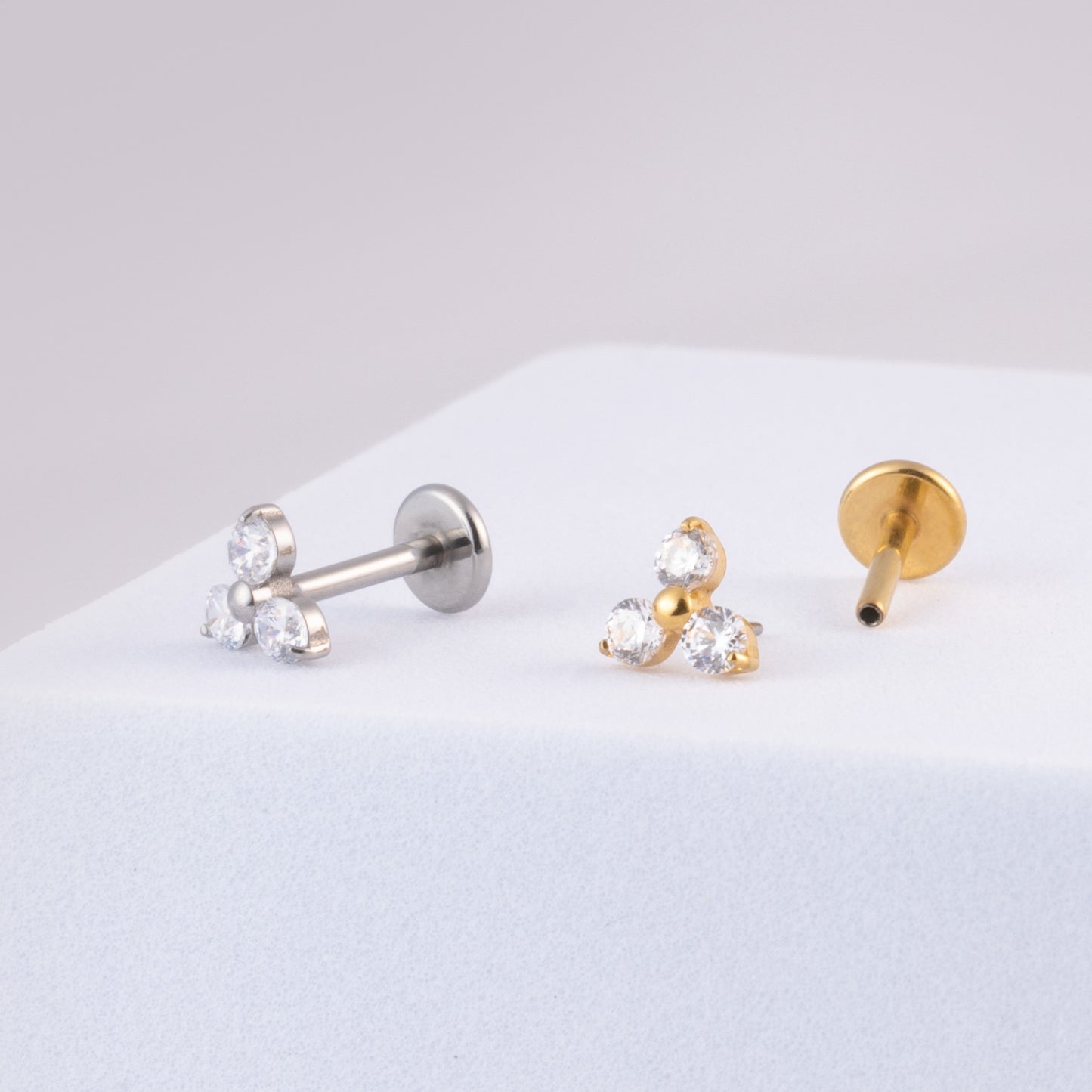 CZ Trinity Flat back Stud