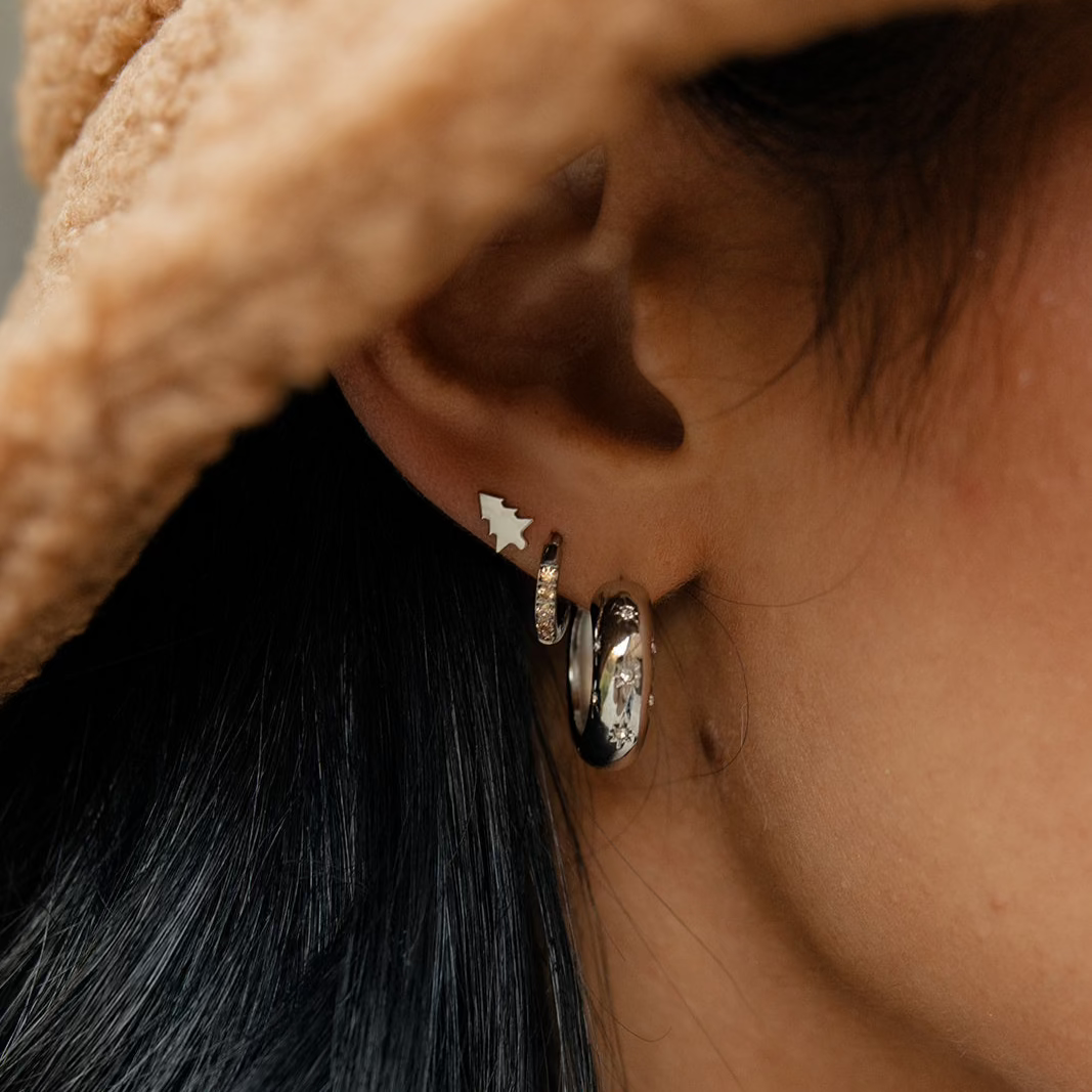 Topaz Dress Me Up Hoops in Titanium