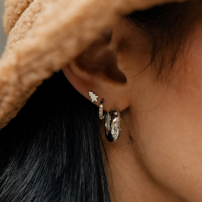 Topaz Dress Me Up Hoops in Titanium