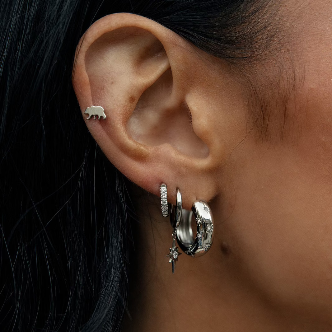 Twilight Charm Hoops in Titanium