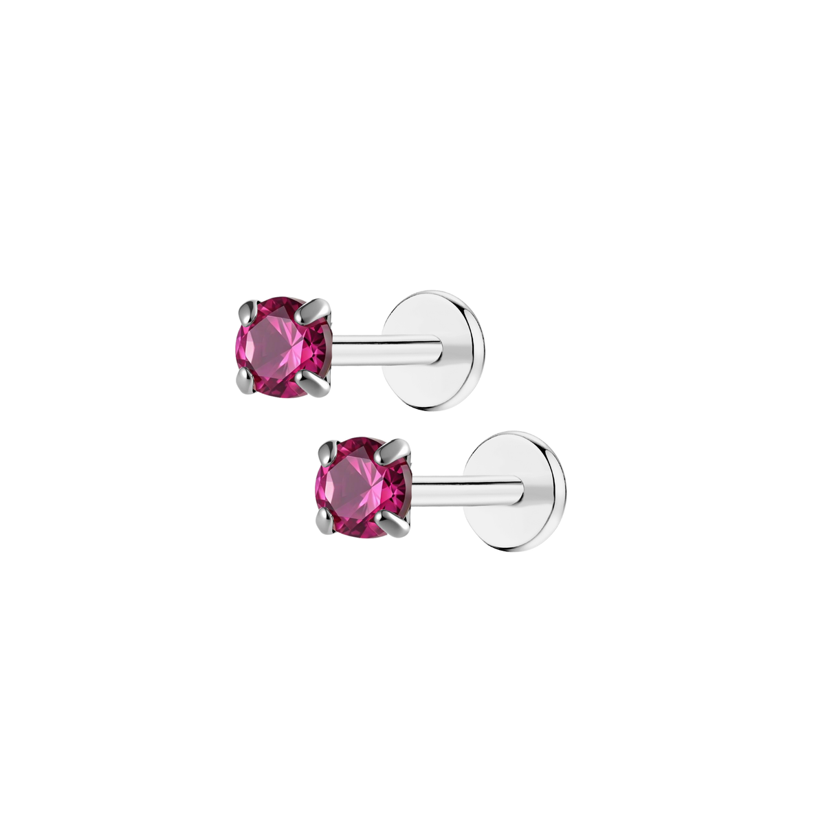 july-ruby-3mm-silver-pair