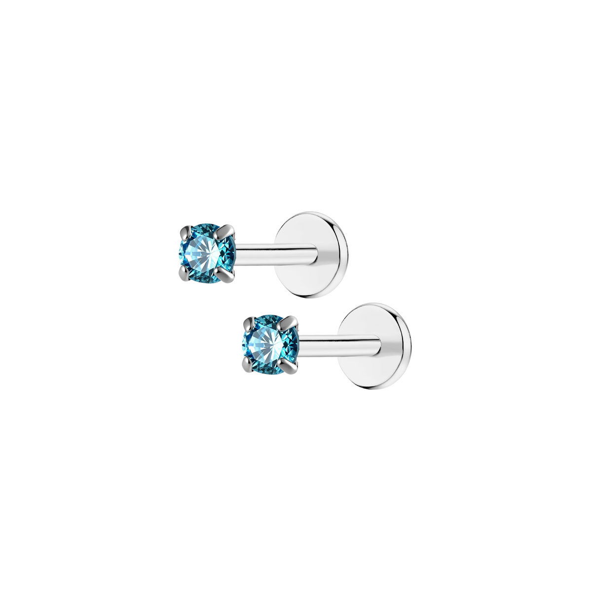 march-aquamarine-2mm-silver-pair