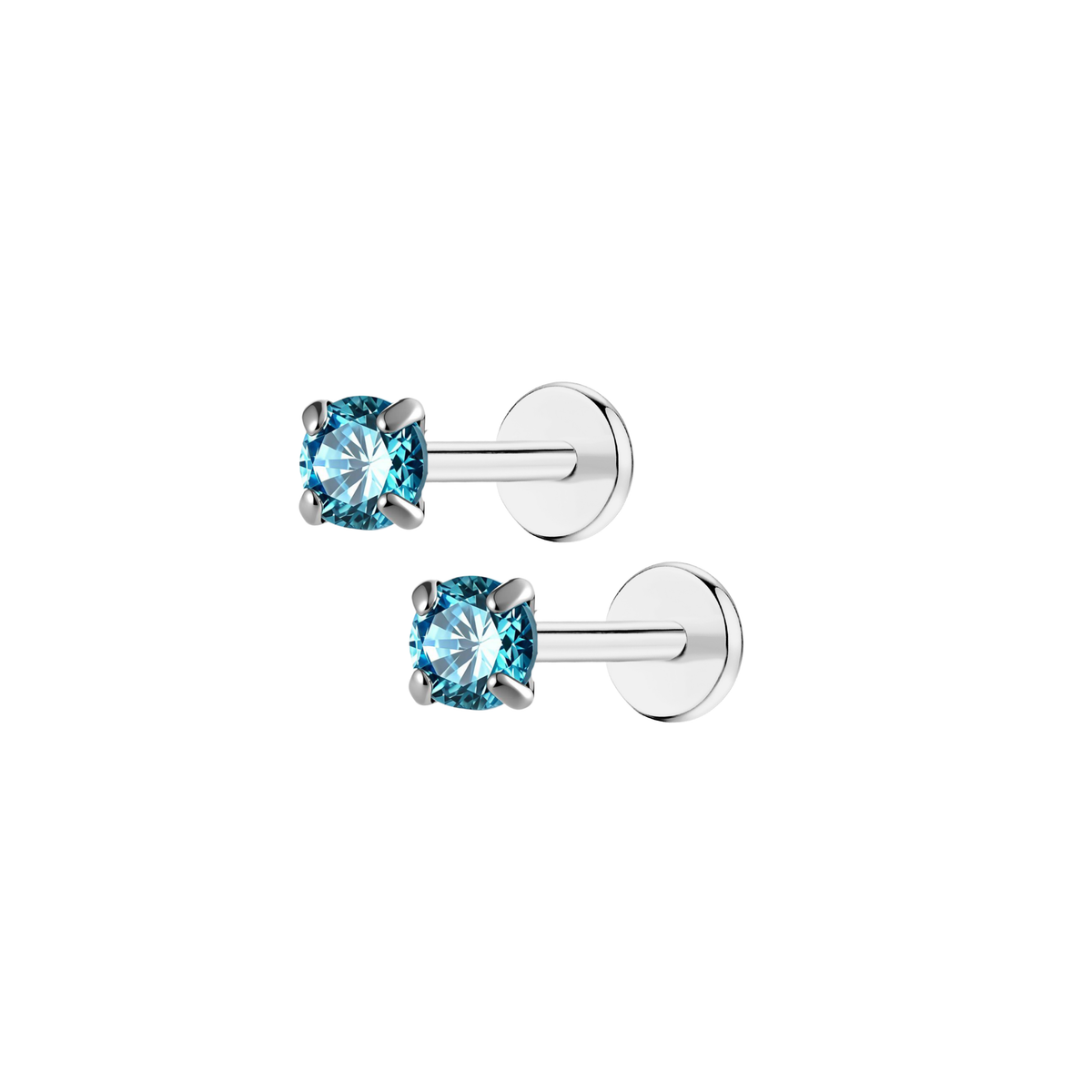 march-aquamarine-3mm-silver-pair