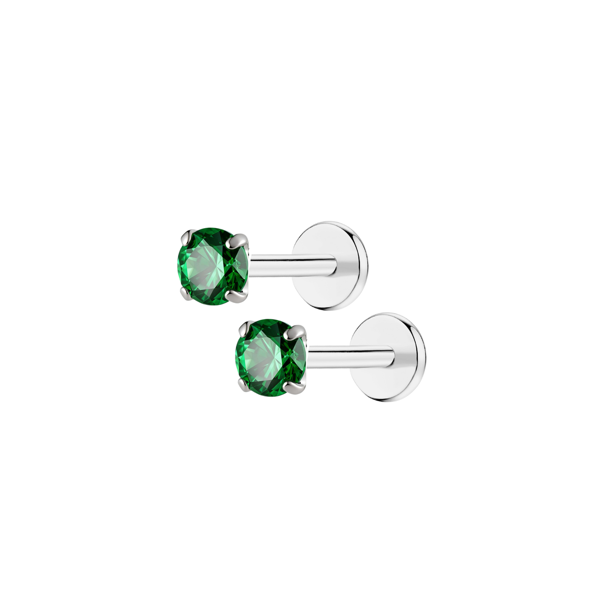 may-emerald-3mm-silver-pair