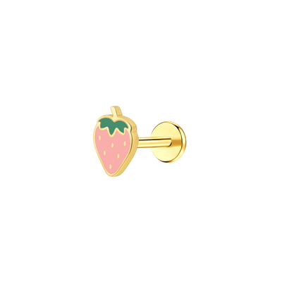 Pink Strawberry Enamel Flat Back Stud