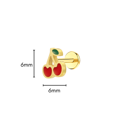 Cherry Enamel Flat Back Stud