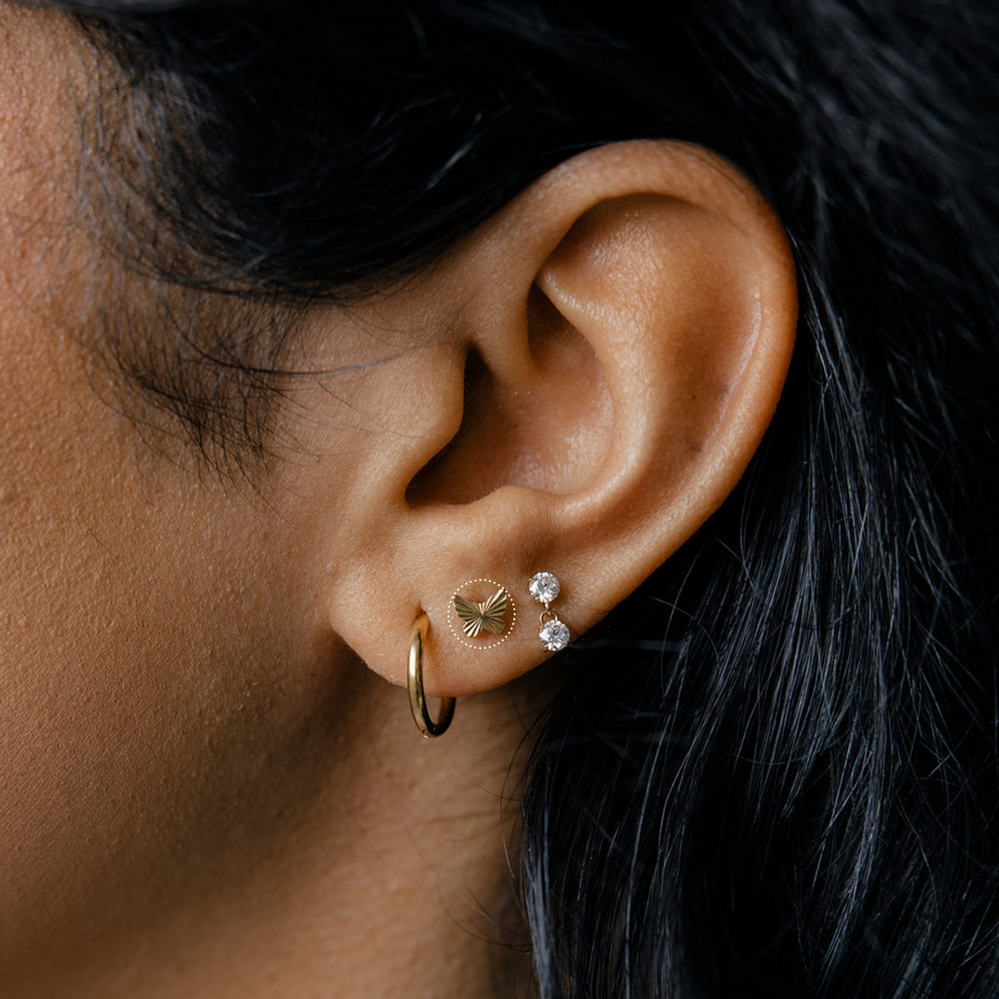 Textured Butterfly Flat Back Stud