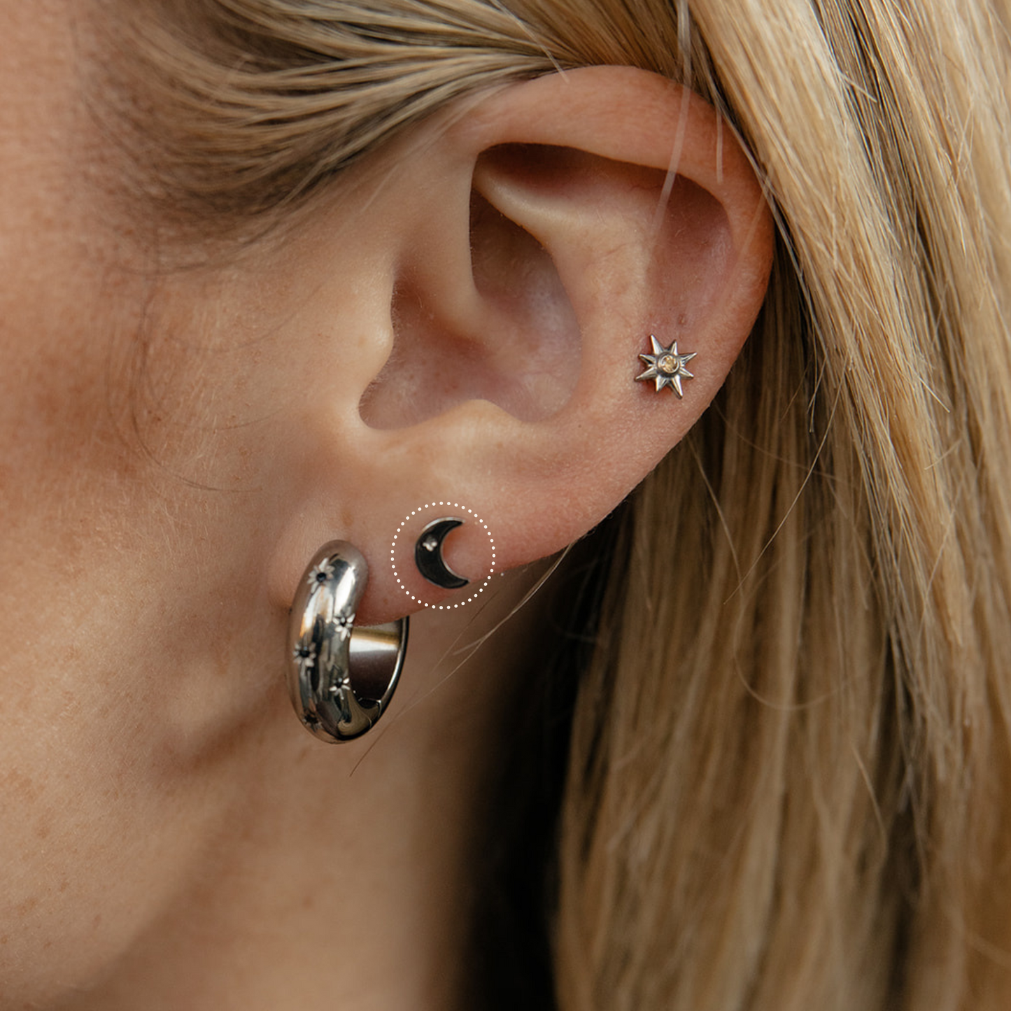 Crescent Flat Back Stud