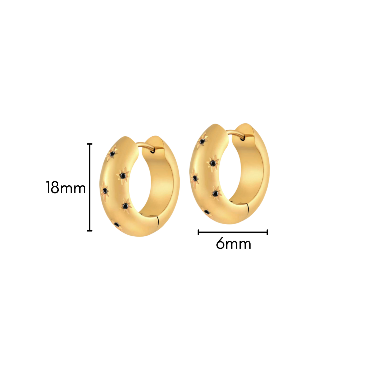 Onyx Starfall Hoops in Titanium