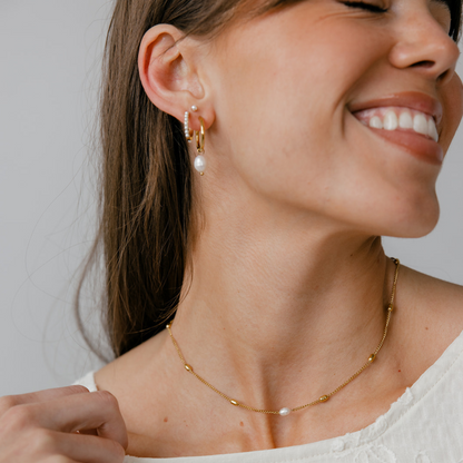 Pearl Charm Hoops