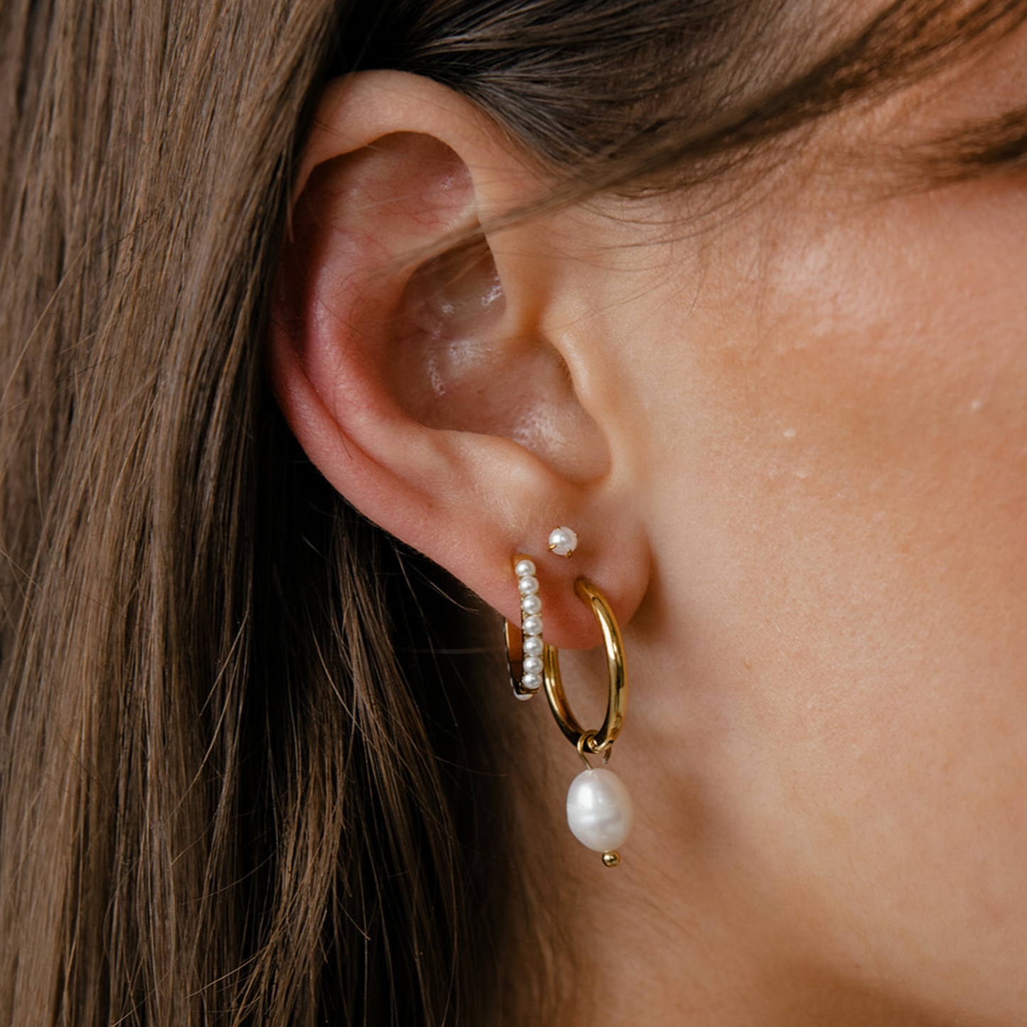 Pearl Charm Hoops