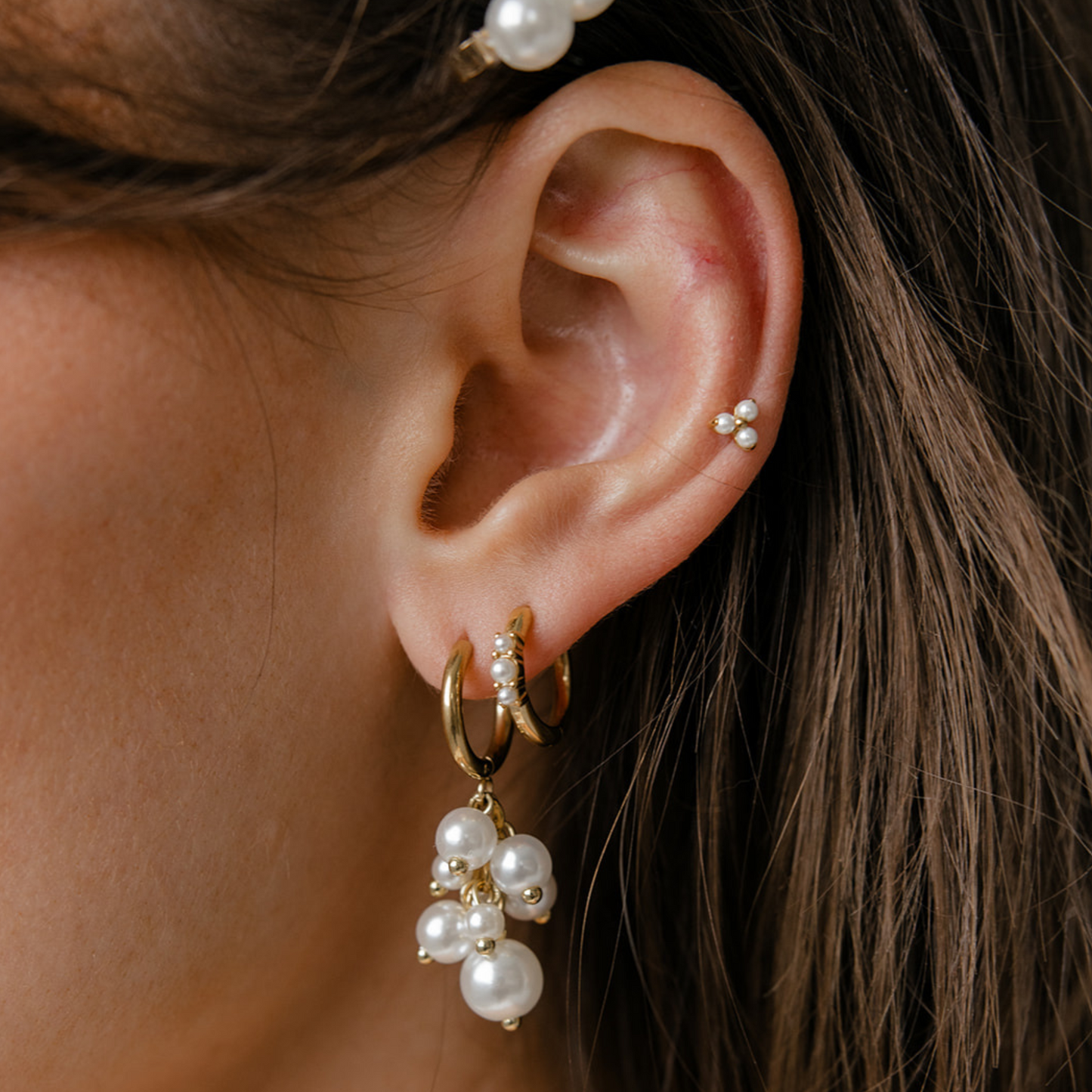 Pearl Trio Clicker Hoops