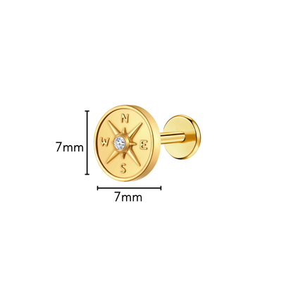 Antique Compass Flat Back Stud