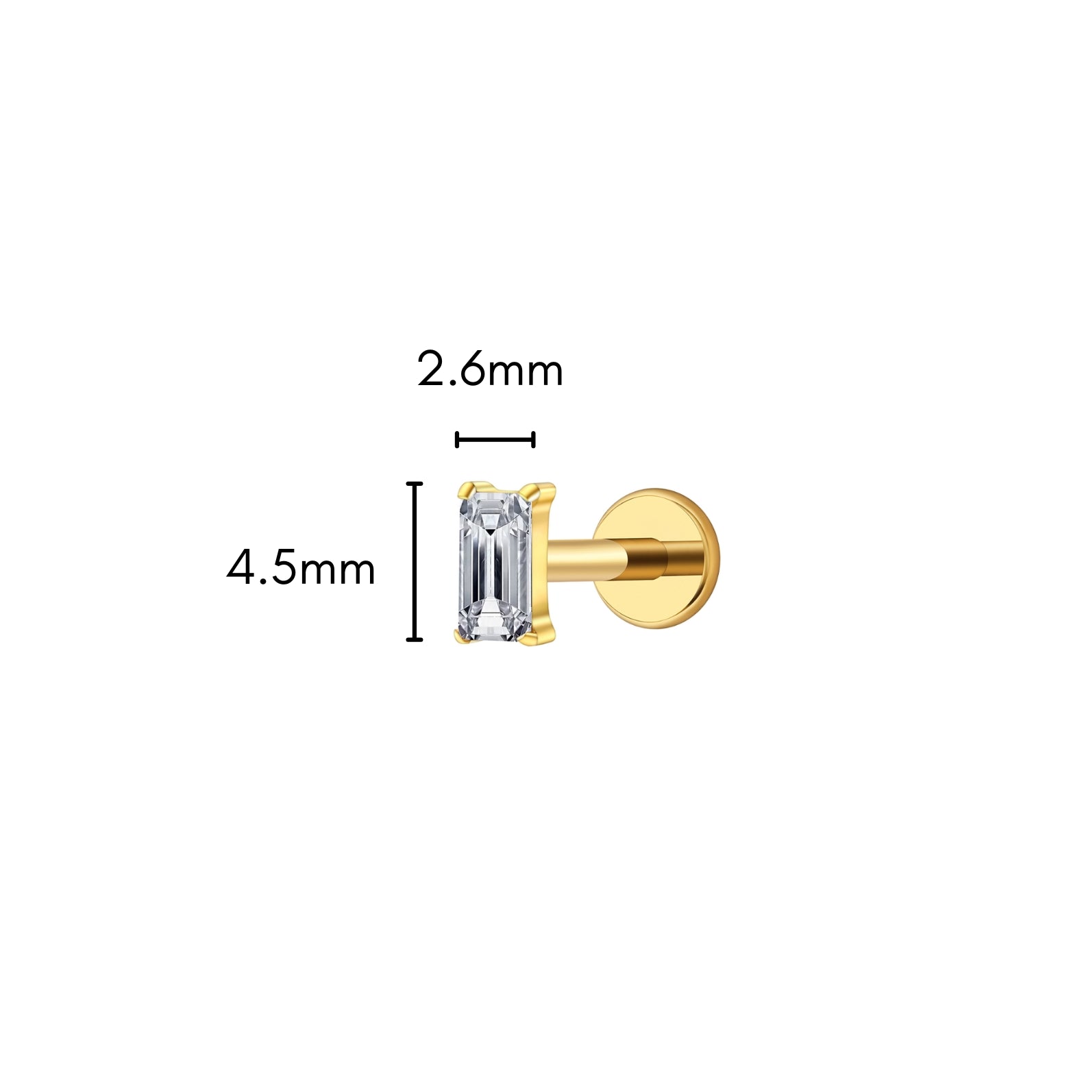 Baguette Flat Back Stud