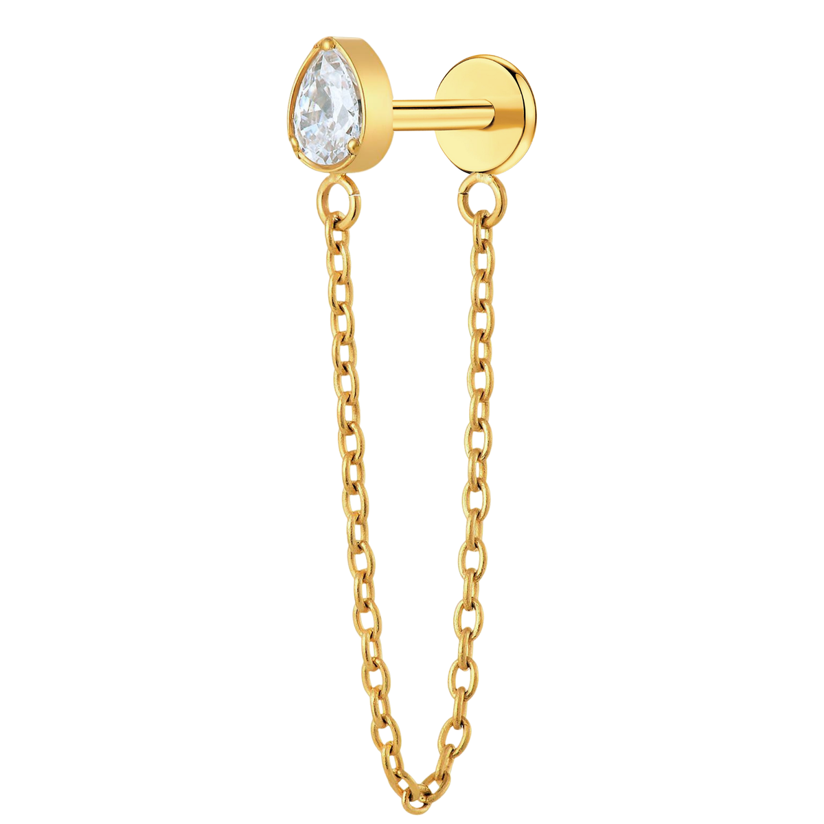 Chain Teardrop Flat Back Stud Earrings - Get Pierced Co. – Get Pierced Co.
