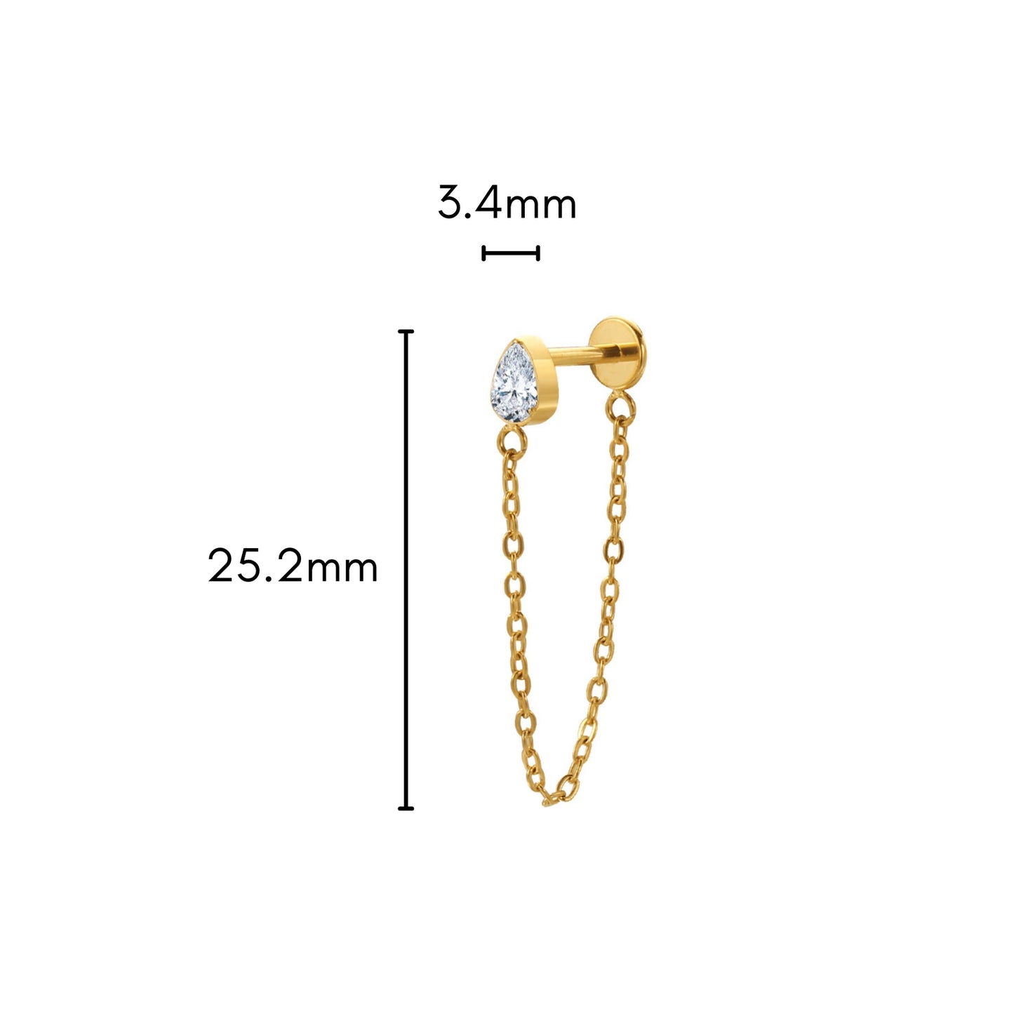 Chain Teardrop Flat Back Stud