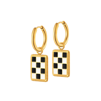 Checkered Charm Hoops