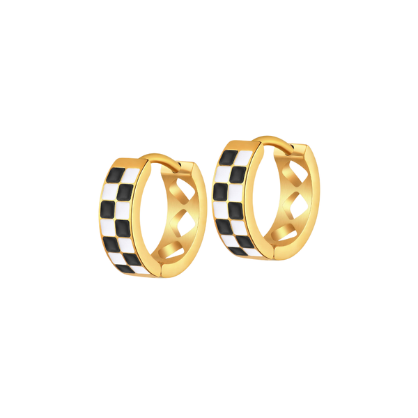 Checkered Enamel Hoop Earrings - Get Pierced Co. – Get Pierced Co.