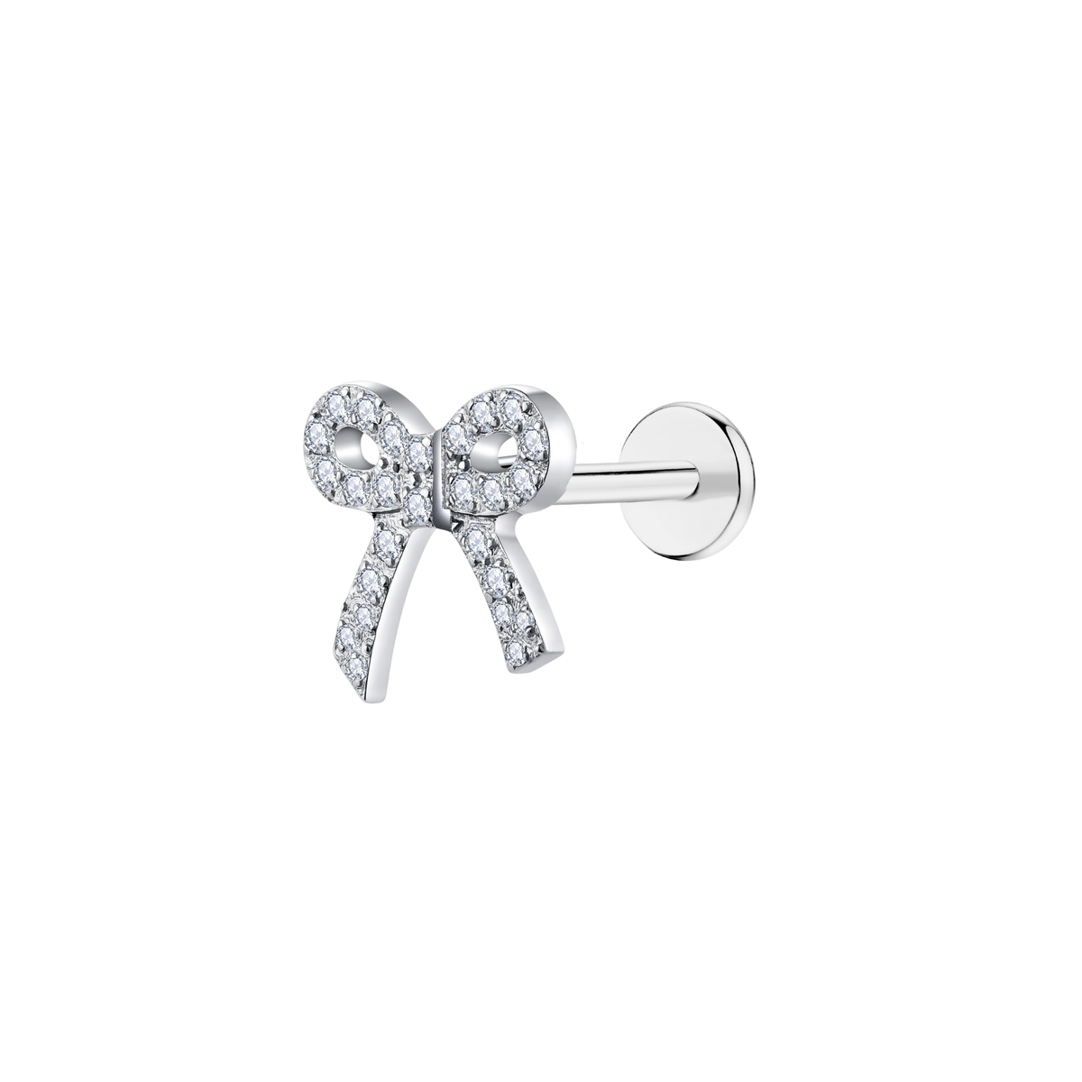 Crystal Bow Shaped Flat Back Stud Earrings - Get Pierced Co. – Get ...