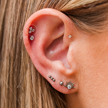 CZ Trinity Flat back Stud