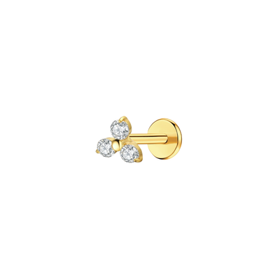 CZ Trinity Flat back Stud