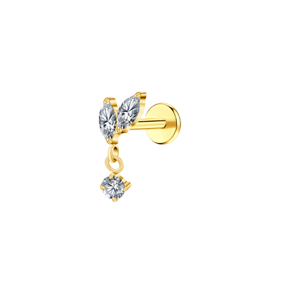 Double Marquise Dangle Flat Back Stud