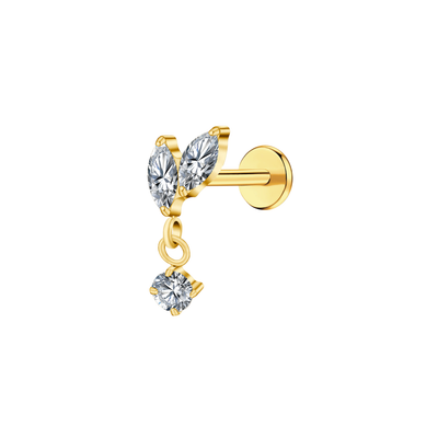 Double Marquise Dangle Flat Back Stud
