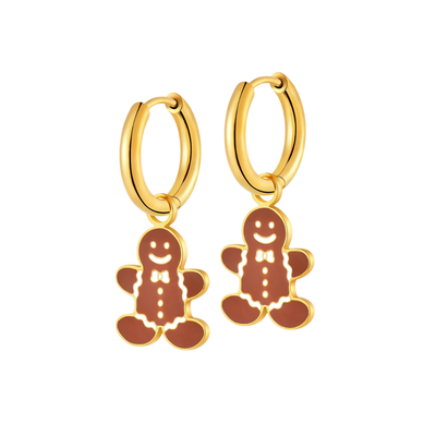 Gingerbread Man Charm Hoops
