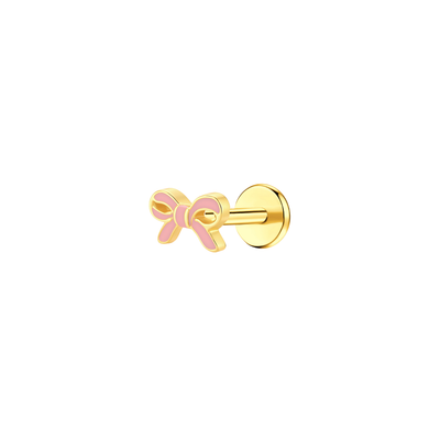 Pink Bow Enamel Flat Back Stud
