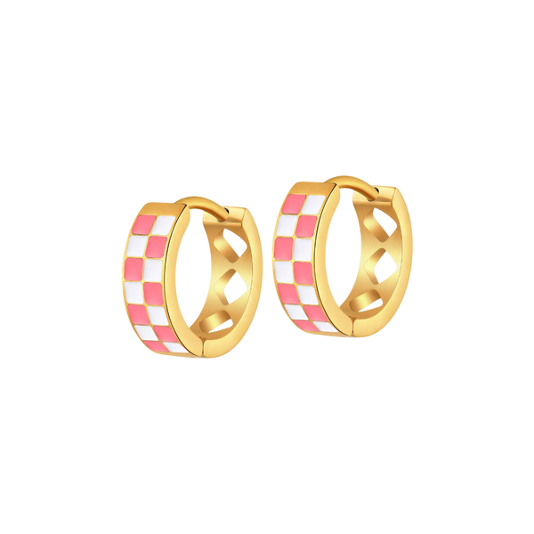 Pink Checkered Titanium Clicker Hoops - Get Pierced Co. – Get