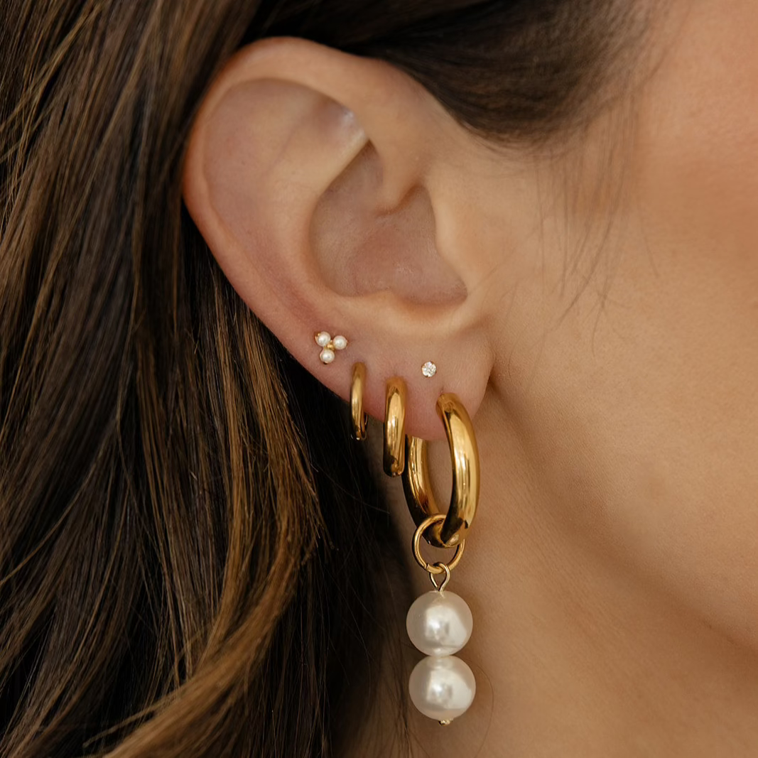 Chunky Pearl Duo Hoops