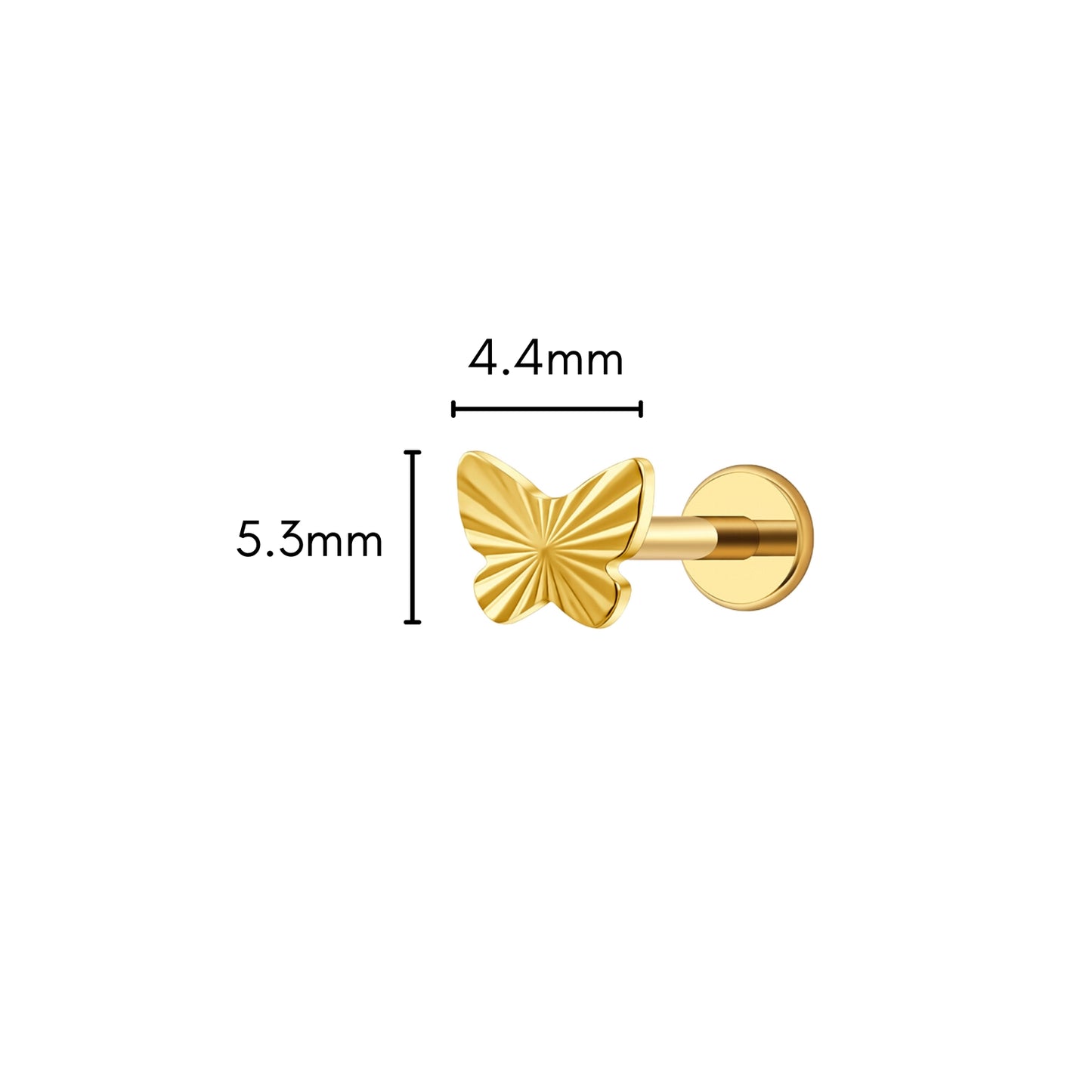 Textured Butterfly Flat Back Stud