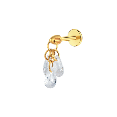 Triple Teardrop Dangle Flat Back Stud